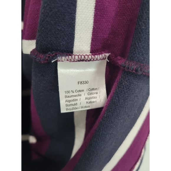 Lacoste Regular Fit Striped Polo Shirt Men's XL Purple Navy White Cotton - Picture 4 of 7